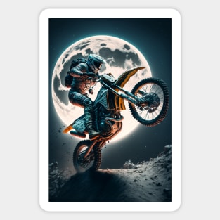 Dirt bike stunt on the moon Sticker